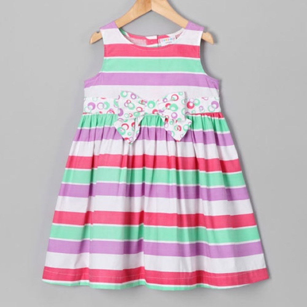 Toddler Girl’s Stripe mint lilac Dress 2-3yrs